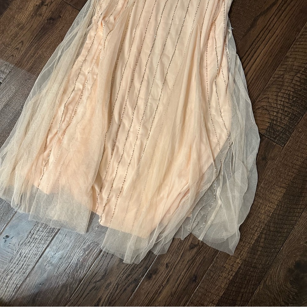 Amelia Rose beaded baroque off the shoulder peach pink gown NWT - Picture 9 of 12